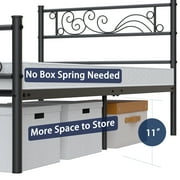 Yoneston Twin Size Metal Platform Bed Frame with Headboard Footboard for Boys Kids Adults, Black
