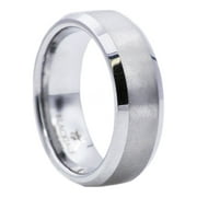 Arista Men's Brushed and Polished White Tungsten Carbide Ring