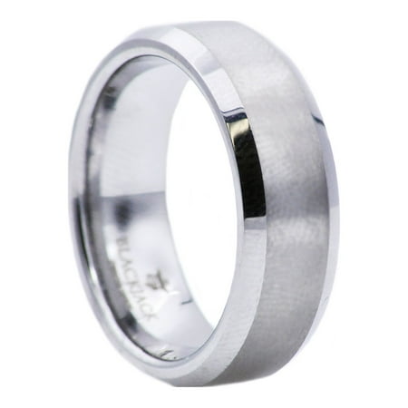 Arista Men's Brushed and Polished White Tungsten Carbide Ring