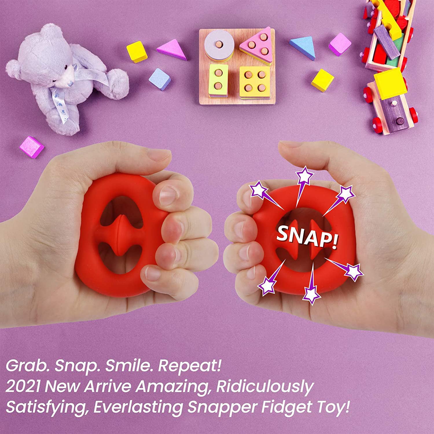 Details about   Squeeze Snap Sensory Tool Fidget Toys Autism Hand Strength Grip Play Snappers US 