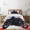 thumbnail image 3 of Ambesonne Motorcycle Quilted Bedspread Set 2 Pcs, Riding Man on USA Back, Twin Size, Multicolor, 3 of 6