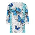 thumbnail image 4 of Plus Size Summer Tops 2023 Women Fashion Printed T-shirt 3/4 Sleeves Blouse V-Neck Casual Tunic on Clearance, 4 of 5