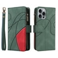 thumbnail image 2 of Dteck Zipper Wallet Case for iPhone 16 Pro,Magnetic Leather 9 Card Slots Wallet Case Shockproof Kickstand Full Body Protection Cover with Wrist Strap for iPhone 16 Pro,Green, 2 of 7