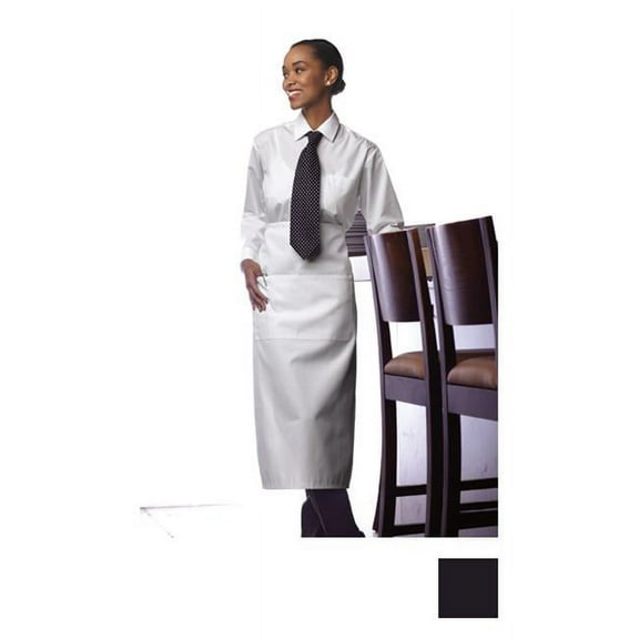 2 Section Pocket Bistro Apron in Black