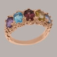 thumbnail image 3 of LBG British Made 14k Rose Gold Natural Multi Gemstone Womens Eternity Ring - 33 size options - Size 10.5, 3 of 8