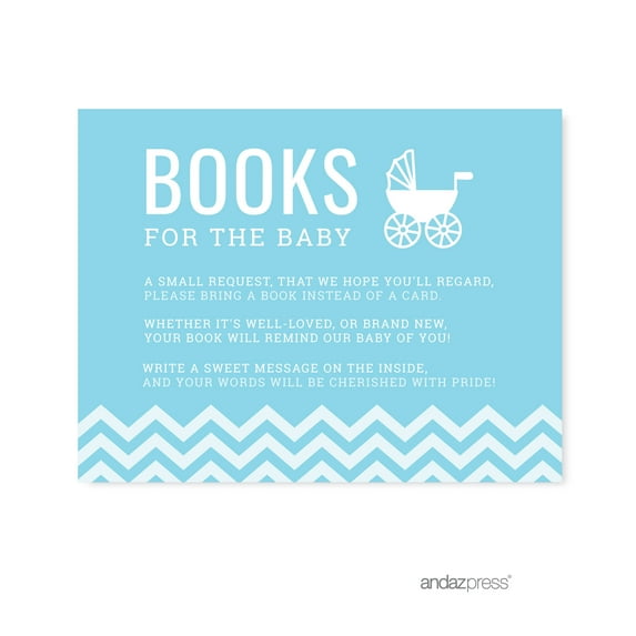 Books For Baby Baby Blue Chevron Baby Shower Games, 20-Pack