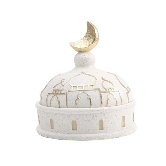 HuiXinOu Islamic Ramadan Resin Decor, Handcrafted Mosque Model and Tower Ornament, Storage Function Figurine, Perfect for Home Display and Ramadan Decoration