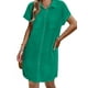 thumbnail image 2 of Vestido Zeagoo Travel 2024 de algodón y lino de manga corta verde XXL, 2 of 7