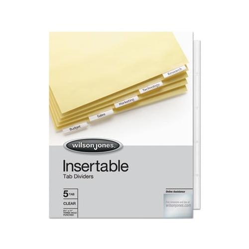 Insertable Tab Dividers 3-Hole Punched, 5-Tab, 11 x 8.5, Buff