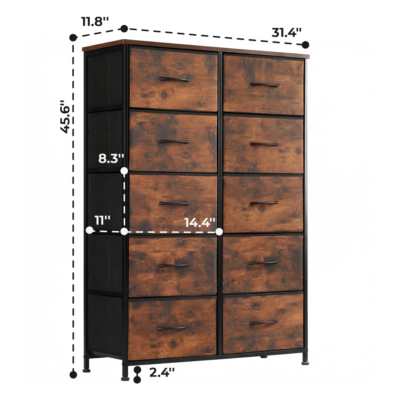 Alvantor Tall Dresser Fabric Storage Tower ,Wooden Top for Kid Room, Closet, Entryway, Nursery