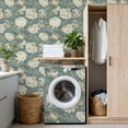 thumbnail image 4 of Peel and Stick Wallpaper Vintage Floral Cream Chrysanthemums Leaves Blue Wall Mural 17.7in x 9.8ft Self Adhesive Removable Wall Paper Renter Friendly Wallpaper for Girl Bedroom Nursery Livingroom, 4 of 8