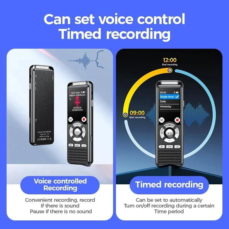 64GB Mini Voice Recorder Professional - HD Noise Reduction, Bluetooth Call Recording, Voice Activated, for Lectures/Interviews/Meeting