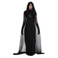 thumbnail image 1 of Sunloudy 2 Piezas Disfraz de Cosplay para Mujer, Capa de Mantel con Capucha de Color Sólido + Vestido Largo Delgado para Fiesta de Halloween, Juego de Rol, Negro Sunloudy moda, 1 of 7