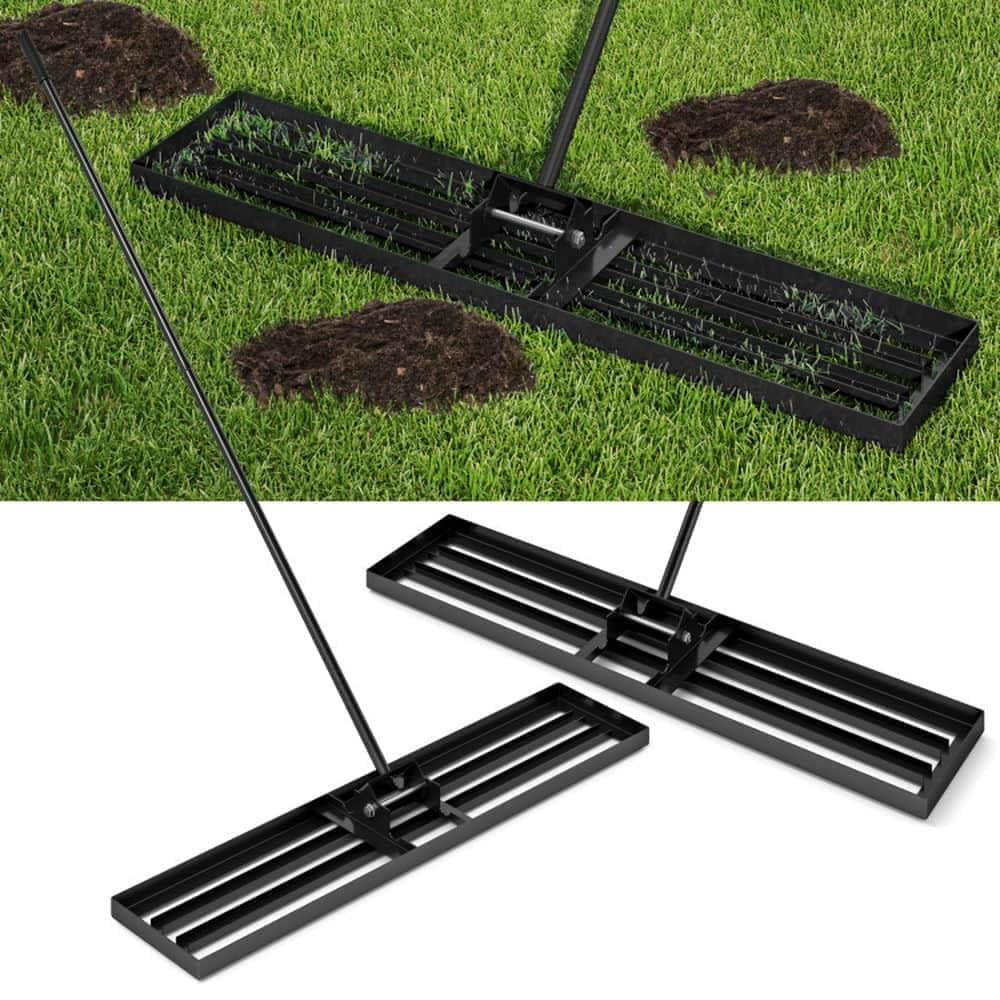 Yardi Yarda 46 x 10 Inch Lawn Leveling Rake for Outdoor as Yard, Heavy Duty Lawn Level Tool for Soil, Black