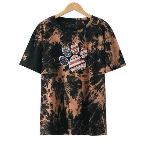 Lilgiuy Women's Loose Tops Fashion Printed Blouse Round Neck Short Sleeve T-shirt