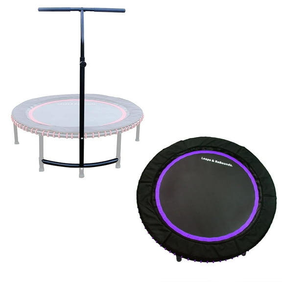 LEAPS & REBOUNDS 48" Stability Bar with 48" Fitness Trampoline, Purple