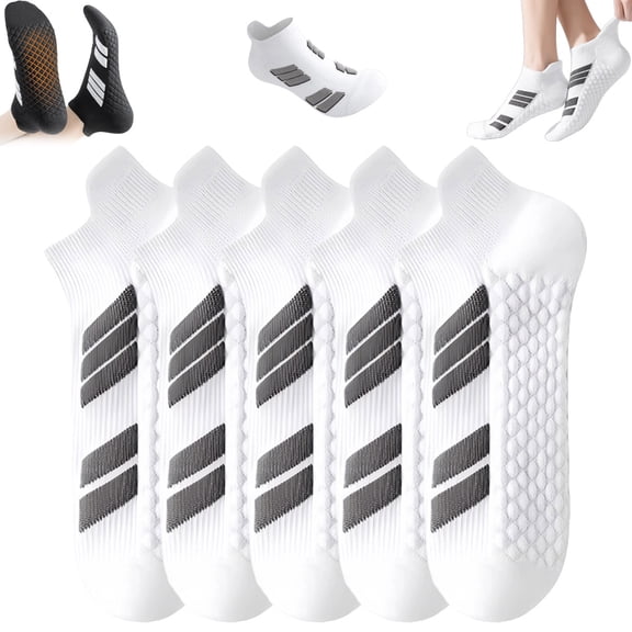 5/10 Pairs Unisex Low-Cut No-Show Sports Socks, Thickened Anti-Slip Breathable Ankle Running Sports Socks for Man and Women (5Pair-A)