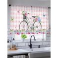 thumbnail image 5 of Sheer Curtains 54 Inch Length 2 Panels Set for Kitchen, Spring Semi Sheer Curtains for Windows, Bicycles Leaves Butterfly Flowers Pink Buffalo Plaid Voile Window Treatments Rod Pocket Curtain, 5 of 7