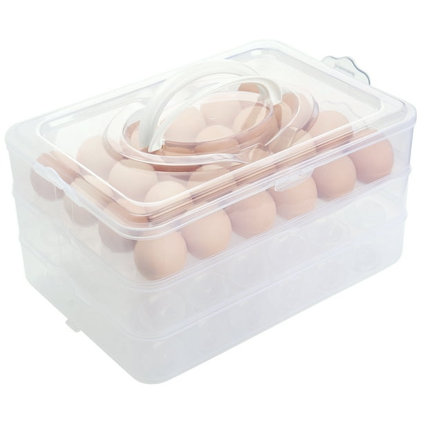KINJOEK 3 Layer Clear Deviled Egg Tray with Lid, Egg Holder Egg Carrier