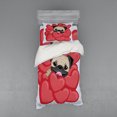 thumbnail image 2 of Ambesonne Pug Bedding Set 4 Pcs, Valentines Inspired Dog, Queen, Red Black Pale Brown, 2 of 3