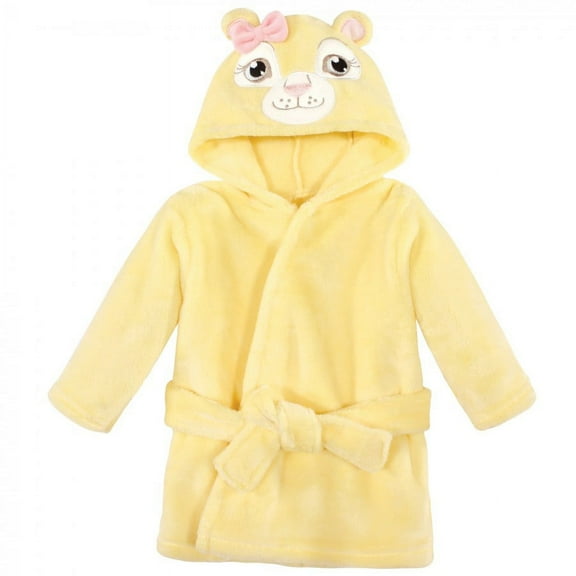Hudson Baby Infant Girl Plush Animal Face Bathrobe, Lion Girl, 0-9 Months