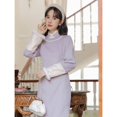 thumbnail image 1 of Conjunto de dos piezas de vestido cheongsam con cuello alto mejorado de estilo nacional retro de entrega de una pieza de otoño e invierno + chaleco de lana de cordero, 1 of 5