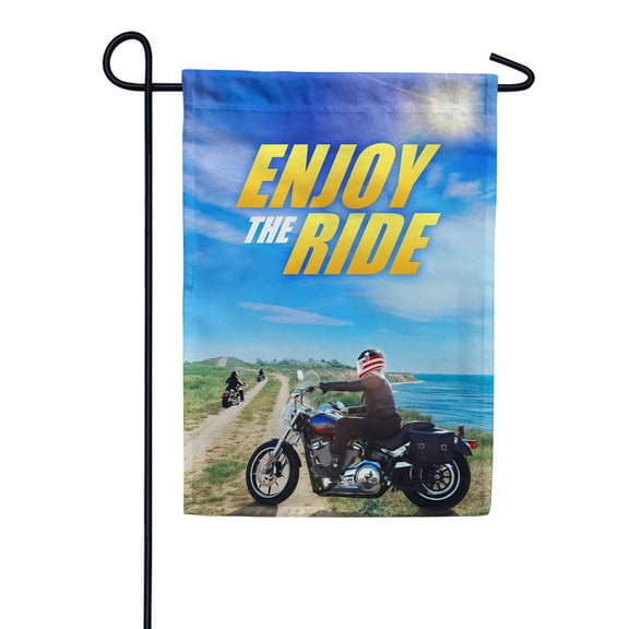 America Forever Summer Motorcycle Garden Flag 12.5 x 18 inches Summer Bike Enjoy The Ride Adventure Sports Double Sided Seasonal Yard Outdoor Decorative Coastal Flag
