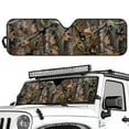 thumbnail image 2 of Uorisanigo Hunting Forest Windshield Sun Shade for 2007-2018 Jeep Wrangler JK JKU & 1997-2006 Jeep Wrangler TJ LJ, Front Window Sun Visor Blocks UV Rays Foldable Sunshade Easy to Install, 2 of 7