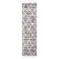 SAFAVIEH Melrose Giffard Geometric Shag Runner Rug, Grey/Ivory, 2'2" x 8'