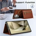thumbnail image 6 of Wallet Function Case for Samsung Galaxy S24 Ultra with Shoulder Strap & Card Slot Holder & Ring Buckle & Magnetic Clasp, Premium PU Leather Flip Folio Zipper Purse Women Girls Phone Case, Coffee, 6 of 10