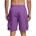 thumbnail image 4 of Men's Stretch Cargo Shorts Multi Pockets Twill Elastic Waistband Short Drawstring Ripstop Straight Leg Cargo Shorts Lightweight Stretch Summer Casual Baggy Bermuda Shorts,Purple L, 4 of 5