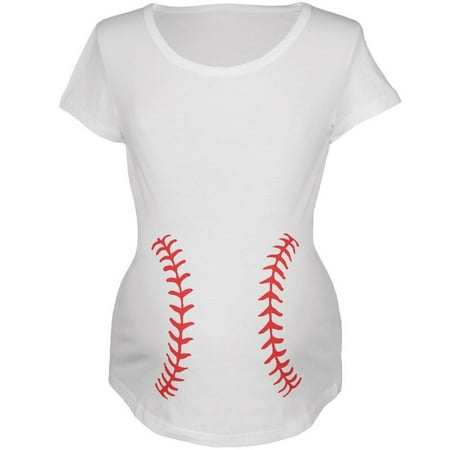 

Baseball Belly White Maternity Soft T-Shirt - Medium