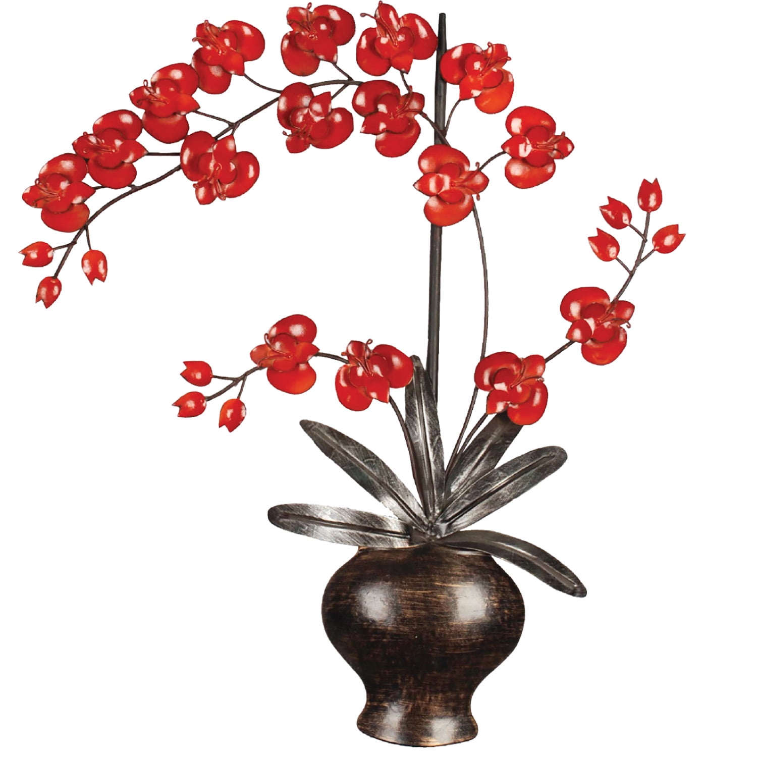 Home Source Faux Vase with Red Flowers