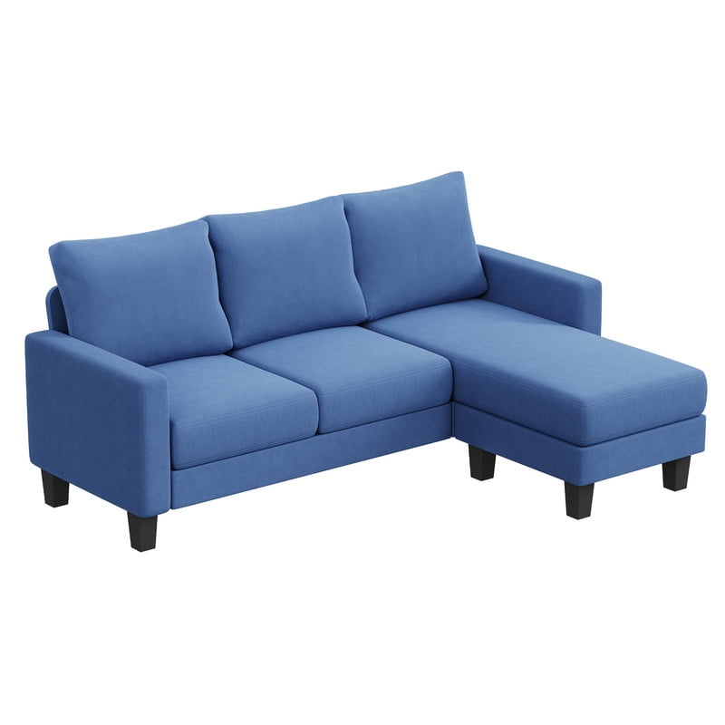 Furmax 70" Convertible Sectional Sofa Couch 3-Seat L-Shaped Small Sofa Couch with Reversible Chaise for Small Living Room, Apartment and Small Space, Linen Blue