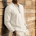thumbnail image 4 of Havenx Slub Cotton Linen Polo Shirts for Men Long Sleeve Button Down Polo Collared Shirts Refreshing Silky Soft Lightweight Summer Clothes,Beige L, 4 of 7
