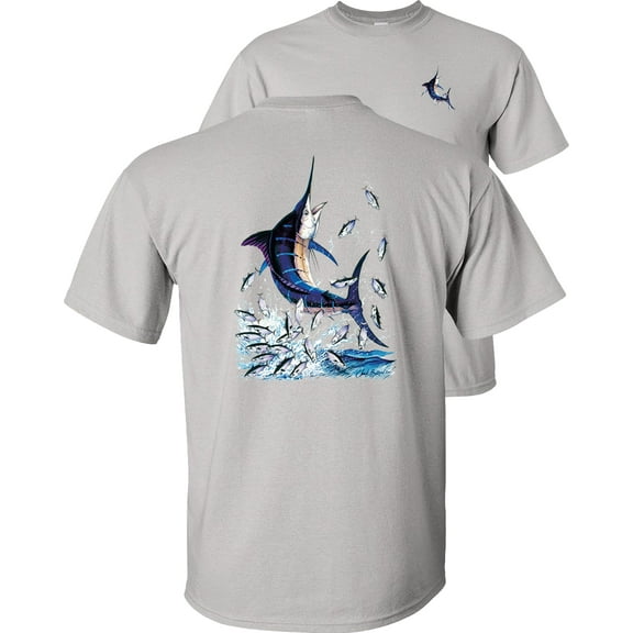 Fair Game Blue Marlin Fishing T-Shirt, Fishing Graphic Tee-Ice Grey-S