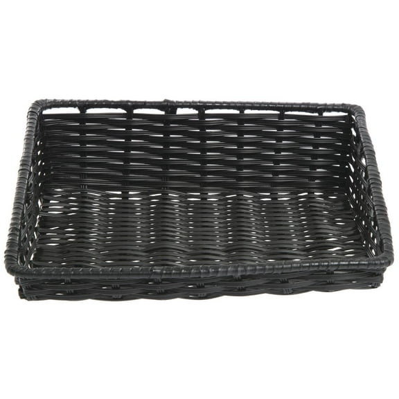 HUBERT Wicker Look Tapered Storage Basket, Rectangular Black - 15 1/2"L x 14"D x 1 1/2" to 4"H