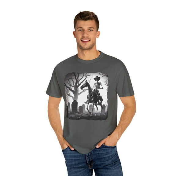 Halloween Skeleton Cowboy Comfort Colors Cotton T-shirt, Sizes S - 3XL