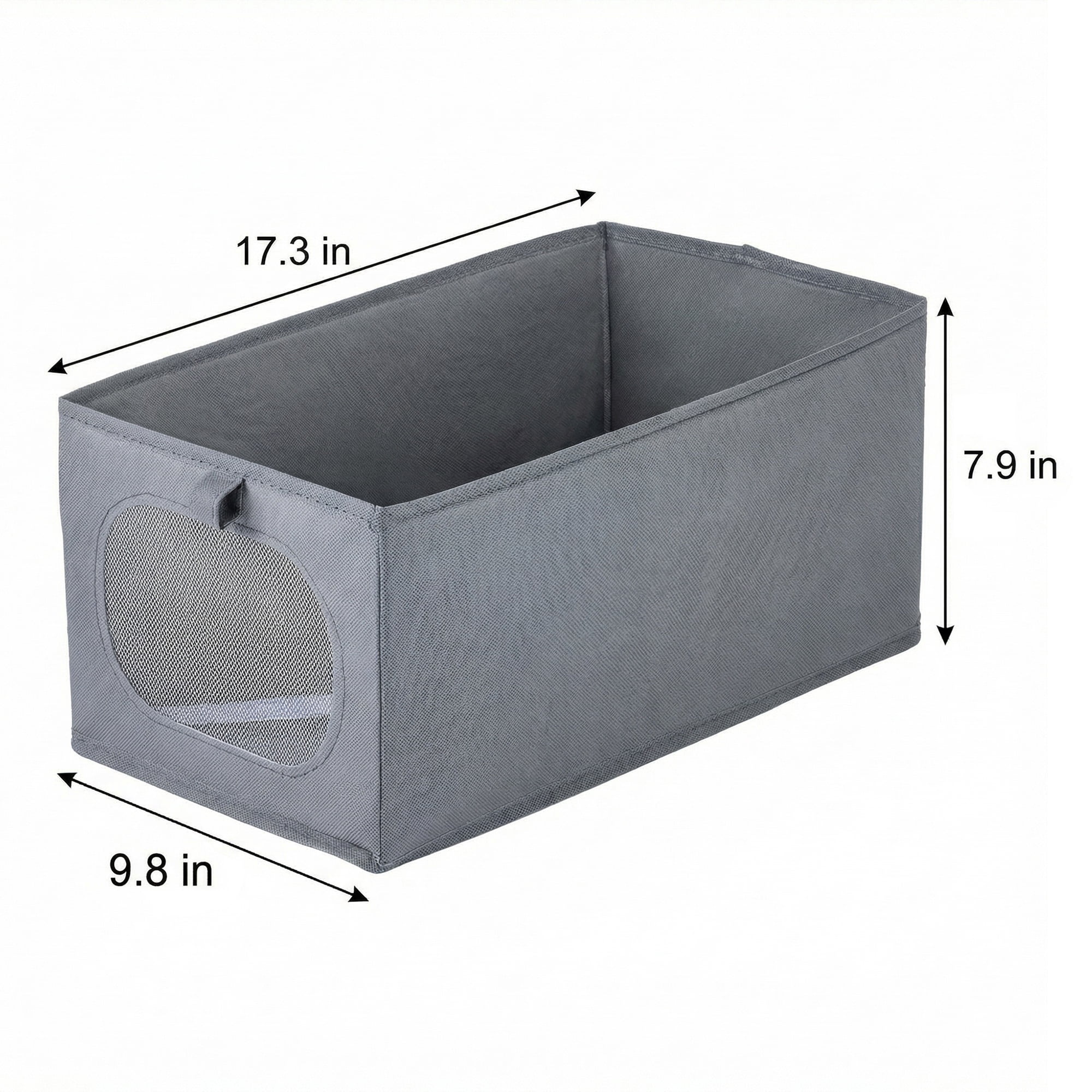 Unique Bargains Fabric Storage Bin With Bottom Dark Grey 17.3*9.8*7.9in