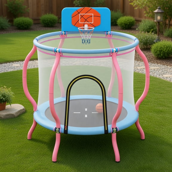 Resenkos Kids Pumpkin Trampoline for Indoor & Outdoor Use - Fun Bounce Toy for Active Playtime - Pink, Pink   Light Blue