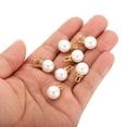 thumbnail image 4 of Uxcell 12mm Faux Pearl Pendants Drops, 200 Pack Round Imitation Pearl Beads with Rhinestone, Golden White, 4 of 6