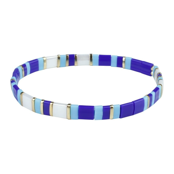 KELITCH Tila Stretch Bracelets Stackable Women Bohemian Friendship Bracelets Rainbow Summer Jewelry (Blue 04B)