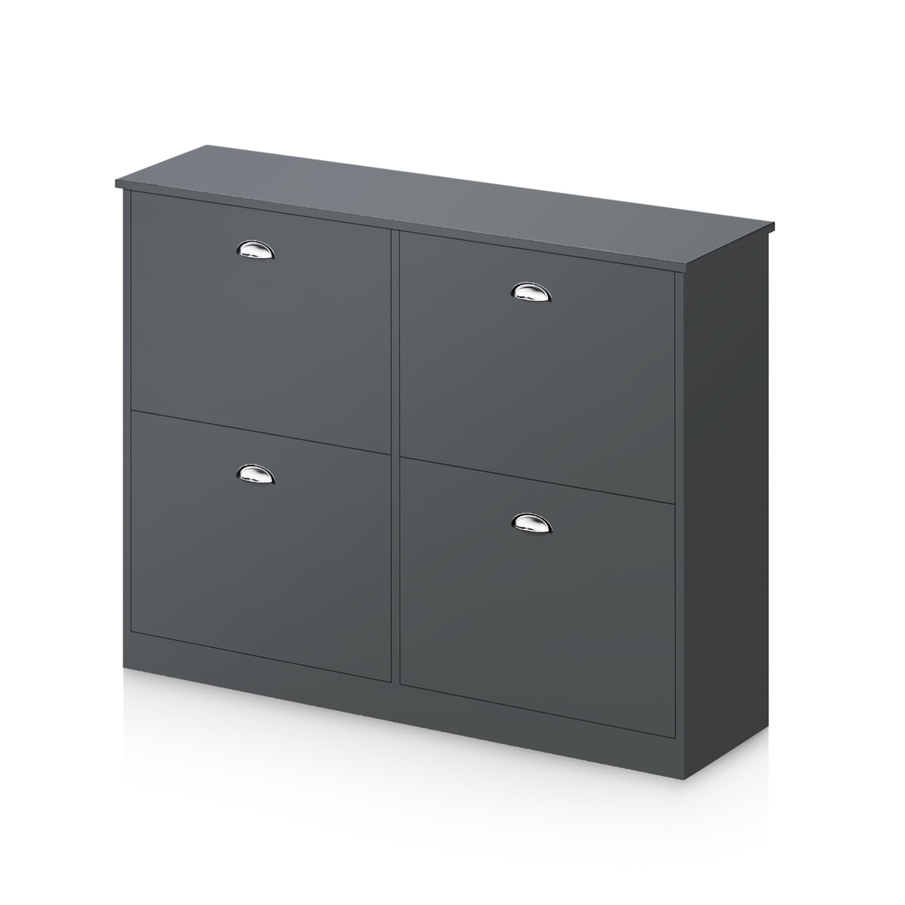 IVV Modern Shoe Cabinet with 4 Flip Drawers, Freestanding Shoe Shelf Storage Organizer for Entryway, Small Space, Black