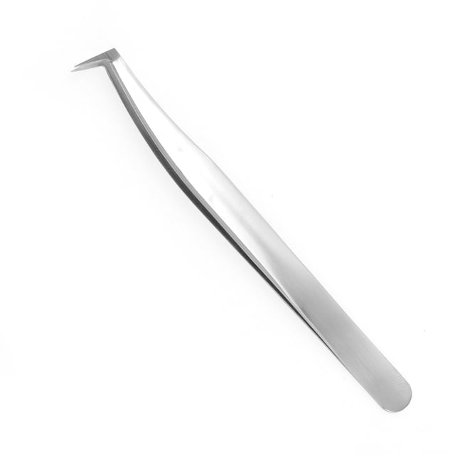 Pinzas para extensiones de pestañas de acero inoxidable tono plateado de 1 Pc para mujeres con luz de espejo de siete caracteres para vacaciones