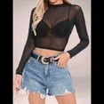 thumbnail image 4 of Tops de de Larga para Mujer, Camisetas Transparentes, Blusa de Encaje para Fiestas y Clubes Nocturnos Cuello Medio Negro M, 4 of 10