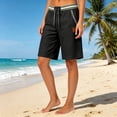 thumbnail image 6 of Sheghy Cotton Shorts for Women 100%Cotton Women Spring Autumn Solid Elastic Waist Cotton Linen All-Match Straight Casual Shorts Black S, 6 of 6