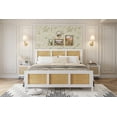 thumbnail image 4 of Cama king size de ratán con cabecero – Estilo bohemio – Estructura metálica resistente y silenciosa – Sin base necesaria – Ideal para dormitorio moderno – Color White K, 4 of 7