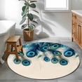 thumbnail image 4 of Round Area Rug 3ft, Peacock Feathers on Beige Non-Slip Non-Shedding Floor Mat, Abstract Pattern Washable Sturdy Carpet for Living Room Bedroom Home Decor, 4 of 9