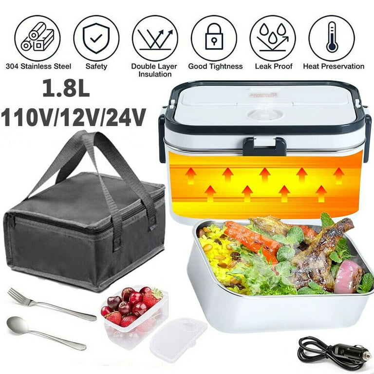 1.8L Electric Heating Lunch Box Portable for Car Office Food Warmer  Container