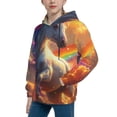 thumbnail image 2 of Daiia Rainbow Sunset Cloud White Horse for Boys Fashion Hoodies & Sweatshirts with Kangaroo Pocket,Hooded Sweatshirt for Kid, Breathable& Moisture Wicking-X-Large, 2 of 6